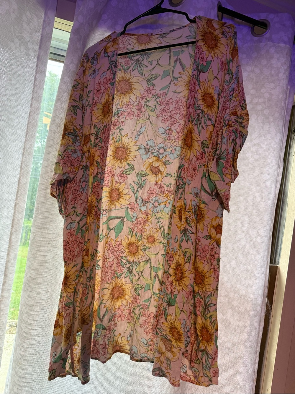 Maurices Pink Floral Sunflower Kimono